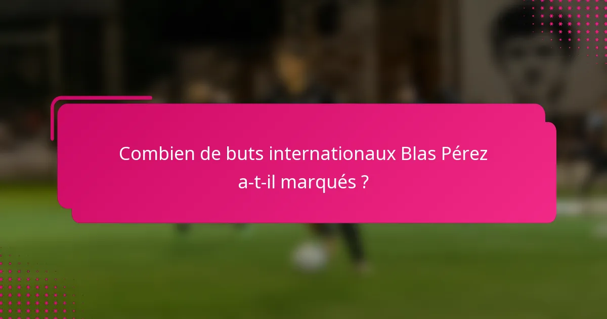 Combien de buts internationaux Blas Pérez a-t-il marqués ?