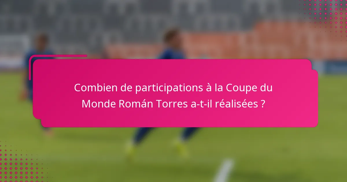 Combien de participations à la Coupe du Monde Román Torres a-t-il réalisées ?