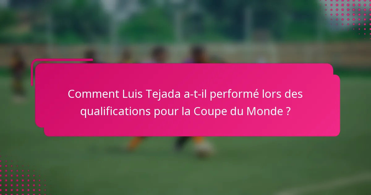 Comment Luis Tejada a-t-il performé lors des qualifications pour la Coupe du Monde ?