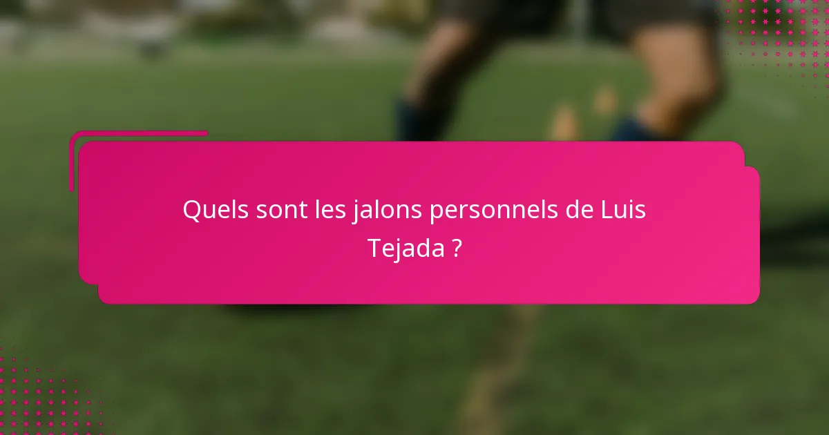 Quels sont les jalons personnels de Luis Tejada ?